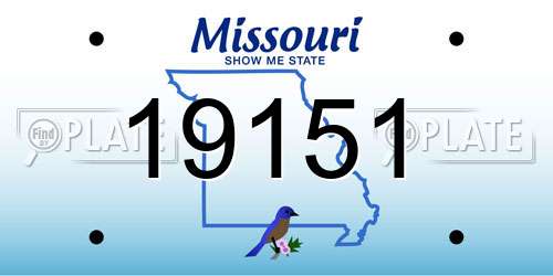 19151 Missouri License Plate