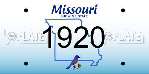 1920 Missouri License Plate