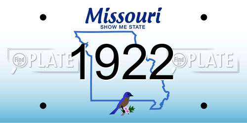 1922 Missouri License Plate