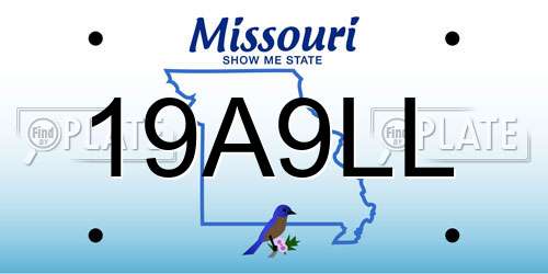 19A9LL Missouri License Plate