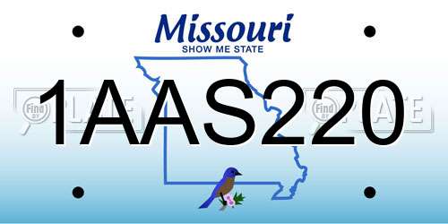1AAS220 Missouri License Plate