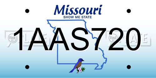 1AAS720 Missouri License Plate