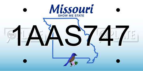 1AAS747 Missouri License Plate