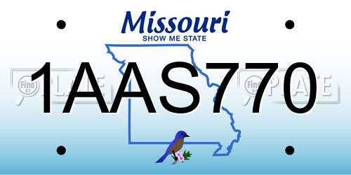 1AAS770 Missouri License Plate