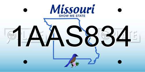 1AAS834 Missouri License Plate
