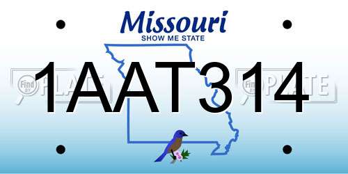 1AAT314 Missouri License Plate