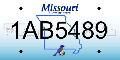 1AB5489 Missouri License Plate