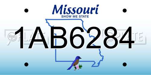 1AB6284 Missouri License Plate