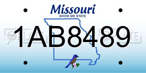 1AB8489 Missouri License Plate