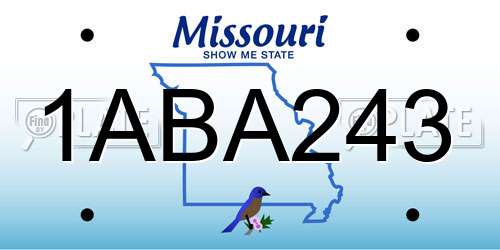 1ABA243 Missouri License Plate