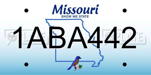 1ABA442 Missouri License Plate