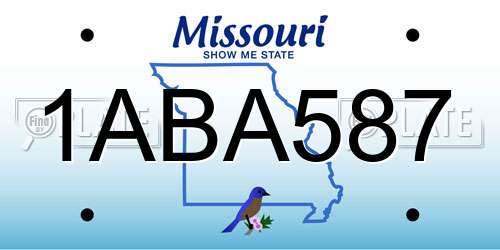 1ABA587 Missouri License Plate