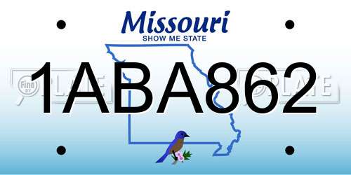 1ABA862 Missouri License Plate
