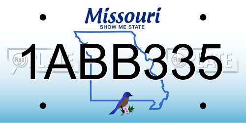 1ABB335 Missouri License Plate