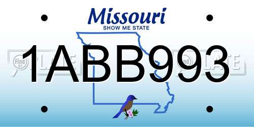 1ABB993 Missouri License Plate