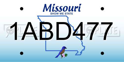 1ABD477 Missouri License Plate