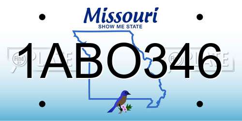 1ABO346 Missouri License Plate