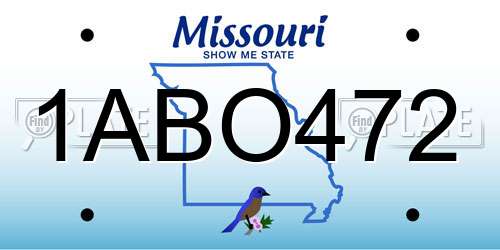 1ABO472 Missouri License Plate