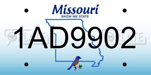 1AD9902 Missouri License Plate