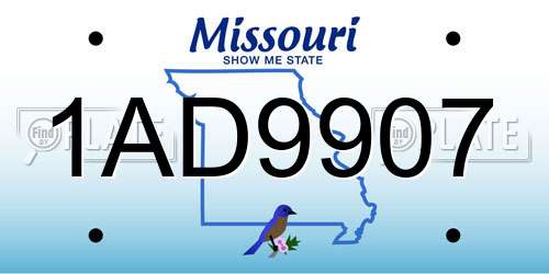 1AD9907 Missouri License Plate