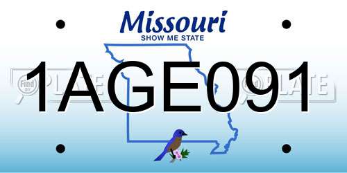 1AGE091 Missouri License Plate