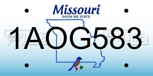 1AOG583 Missouri License Plate