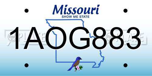1AOG883 Missouri License Plate
