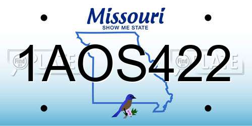 1AOS422 Missouri License Plate