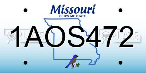 1AOS472 Missouri License Plate