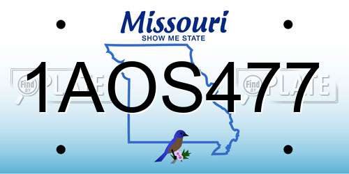 1AOS477 Missouri License Plate