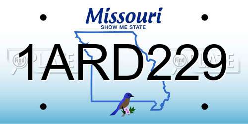 1ARD229 Missouri License Plate