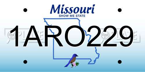 1ARO229 Missouri License Plate