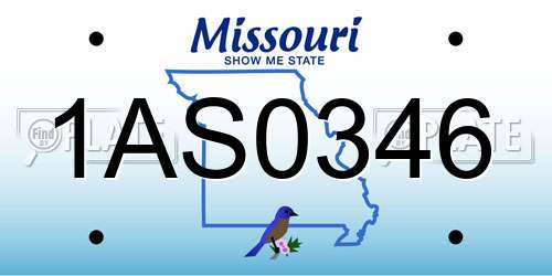 1AS0346 Missouri License Plate
