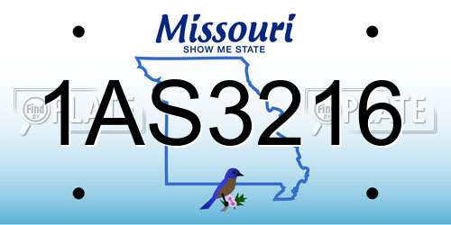 1AS3216 Missouri License Plate