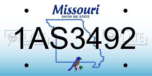 1AS3492 Missouri License Plate