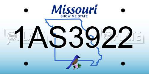 1AS3922 Missouri License Plate