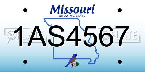 1AS4567 Missouri License Plate
