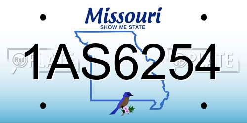 1AS6254 Missouri License Plate