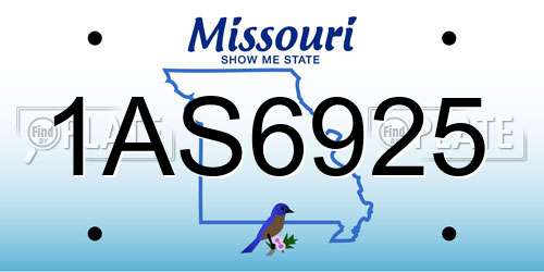1AS6925 Missouri License Plate