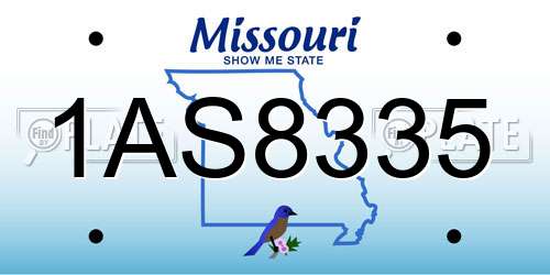 1AS8335 Missouri License Plate