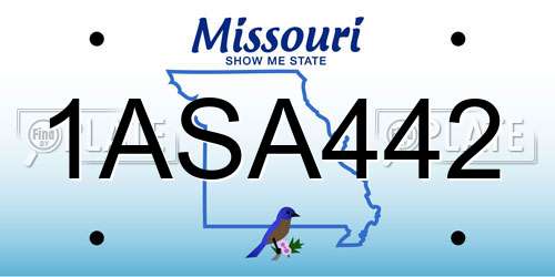 1ASA442 Missouri License Plate