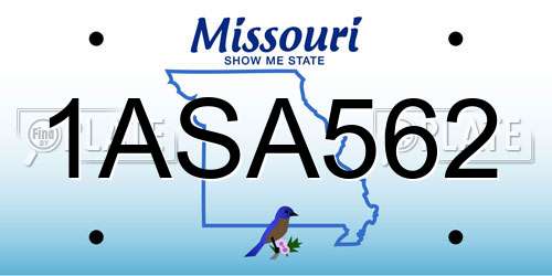 1ASA562 Missouri License Plate
