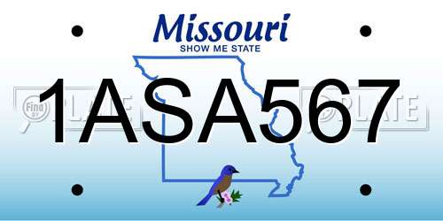 1ASA567 Missouri License Plate