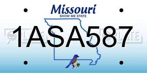 1ASA587 Missouri License Plate