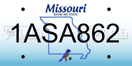 1ASA862 Missouri License Plate