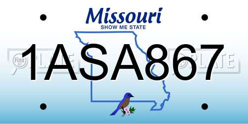 1ASA867 Missouri License Plate