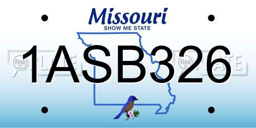 1ASB326 Missouri License Plate
