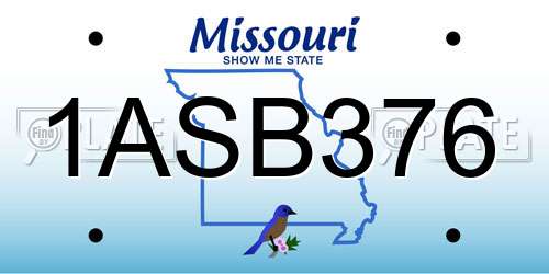 1ASB376 Missouri License Plate