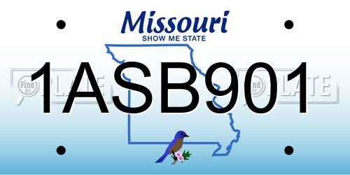 1ASB901 Missouri License Plate