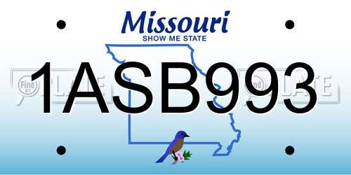 1ASB993 Missouri License Plate